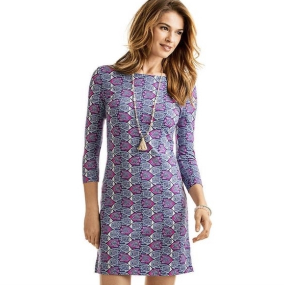 Vineyard Vines Angelfish Stretch Knit Dress In Royal Ocean Size XS Excellent - Picture 1 of 8